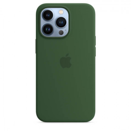 Чехол силиконовый для iPhone 13 Pro Apple MagSafe (зеленый клевер)