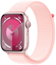 Apple Watch Series 9, 45 мм спортивный ремешок (нежно-розовый)