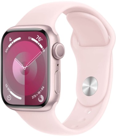 Часы Apple Watch Series 9, 45 мм спортивный ремешок (нежно-розовый), размер S/M