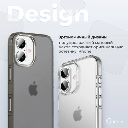 Чехол накладка для iPhone 16 Gurdini Alba Series Protective (серый)