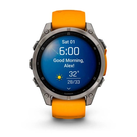 Часы Garmin Fenix 8 AMOLED, 47 mm Sapphire, Titanium с Spark Orange/Graphite